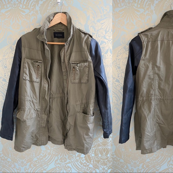 Blu Pepper Jackets & Coats Blu Pepper Faux Leather Sleeve Utility